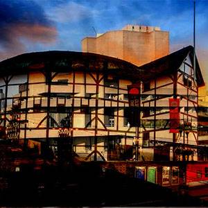 The Globe Theater at dusk